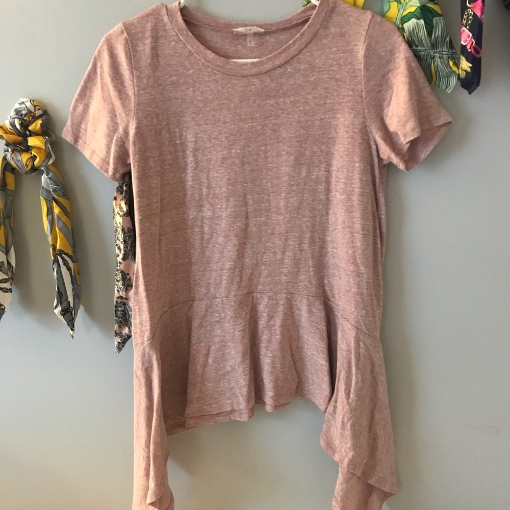 Short sleeve soft pink peplum top